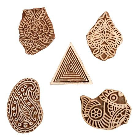 Set of 5 Piece New Mix Wooden Printing Block